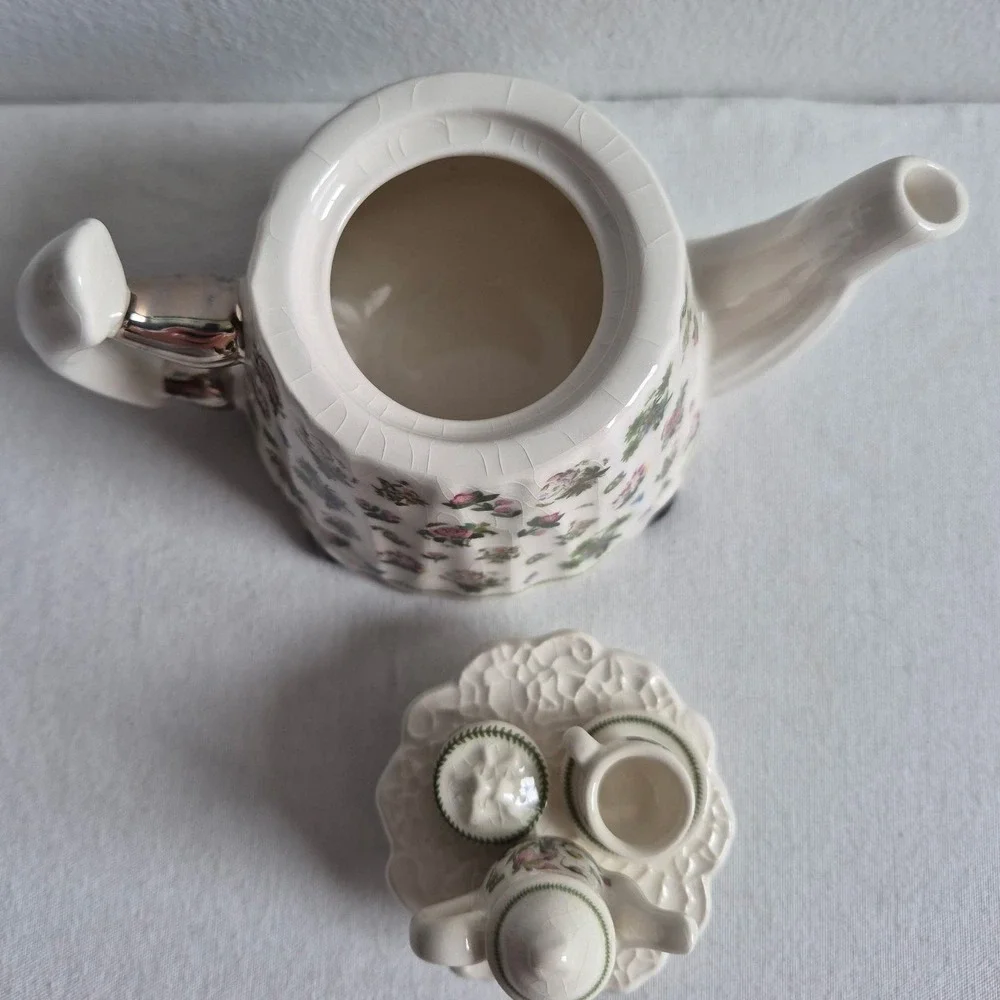 Portmeirion Miniature Teapot Victorian Tea Table Floral Chintz England Small